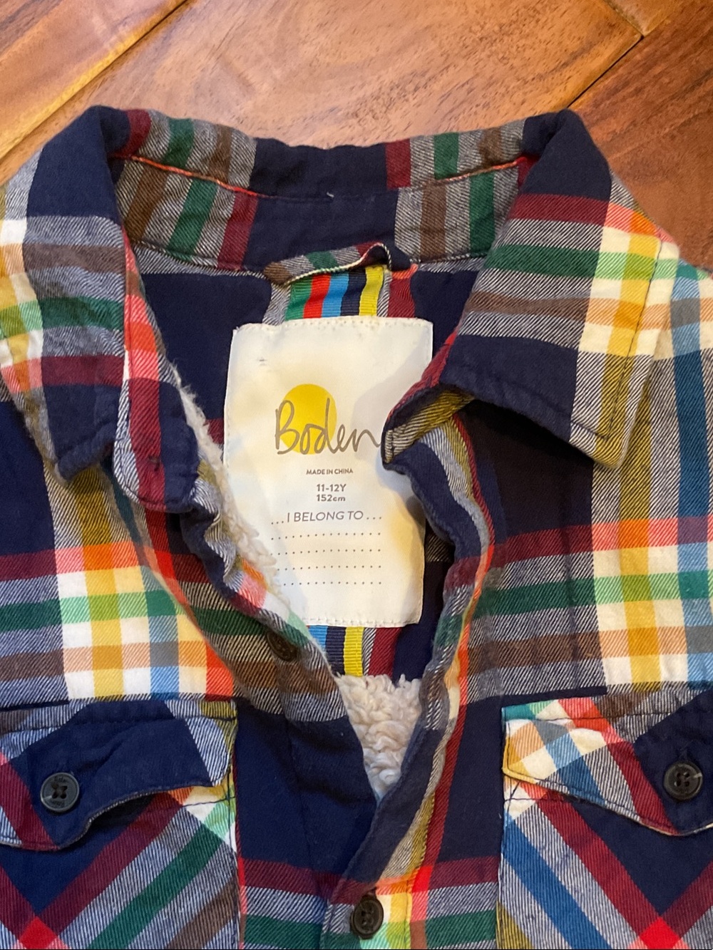 Boden Navy Multicolor Plaid Button-Front Shirt Jacket - Picture 2 of 7